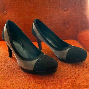 Zita Maria Black/Gray Suede Heels - Size 37